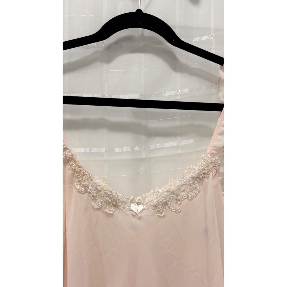 Private Luxuries Pink Lace Pearl Ruffle Chemise Nightgown XL Coquette Lingerie - Picture 5 of 8